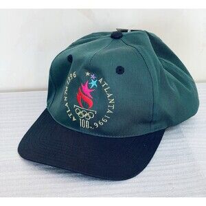 VTG 1996 Atlanta Olympics Snapback Hat Green Black Brim NEW w/ Tags